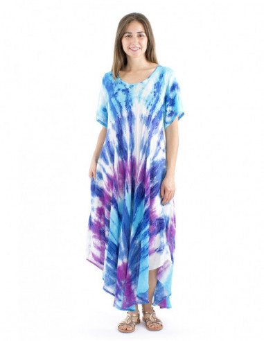 Colorful tie and dye beach dress