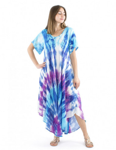 Colorful tie and dye beach dress
