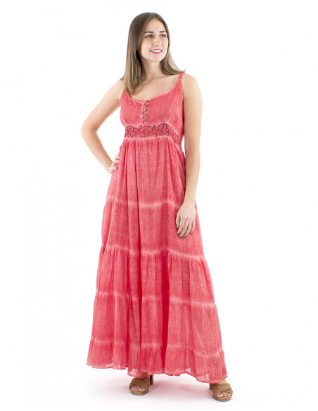 Robe bohème longue coton tie and dye
