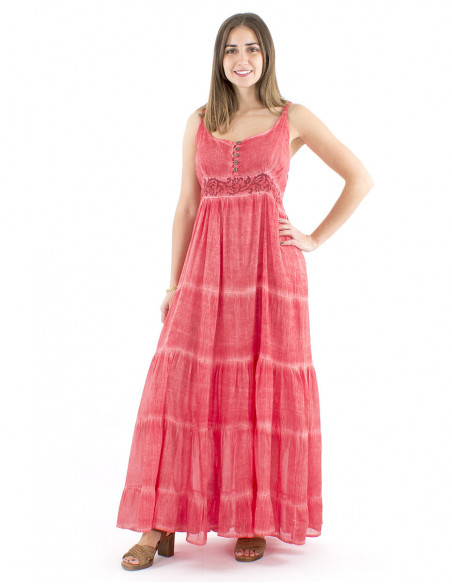 Robe bohème longue coton tie and dye