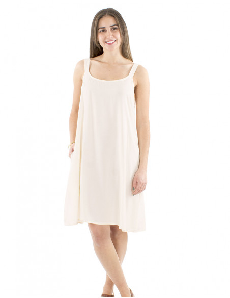 Chic plain fabric dress with straps