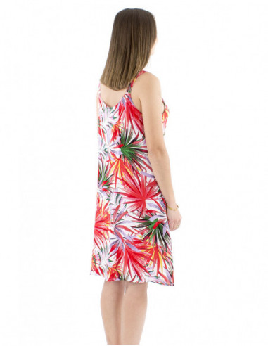 Short tropical printed dress with straps