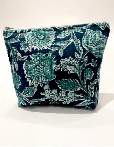 Pochette coton matelassé motif tropical