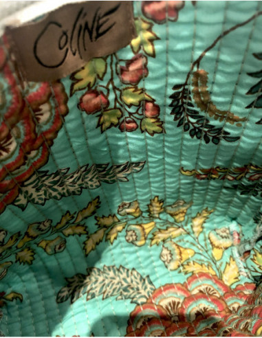 Pochette coton matelassé motif tropical