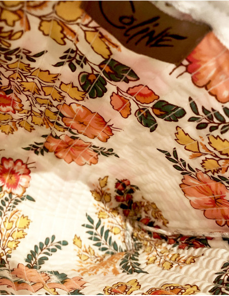 Pochette coton matelassé motif tropical