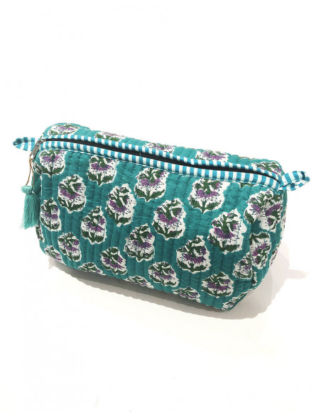 Pochette coton matelassée motif fleuri