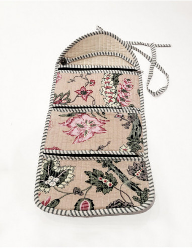 Make-up pouch quilted cotton fabric