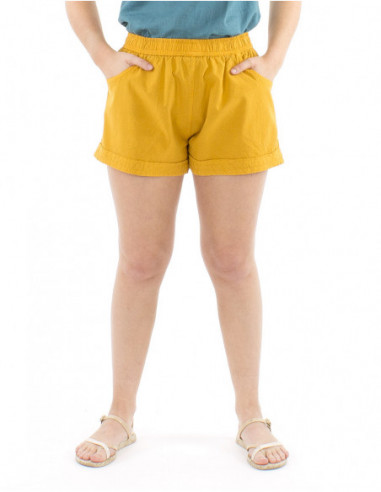 Short cotton shorts plain fabric