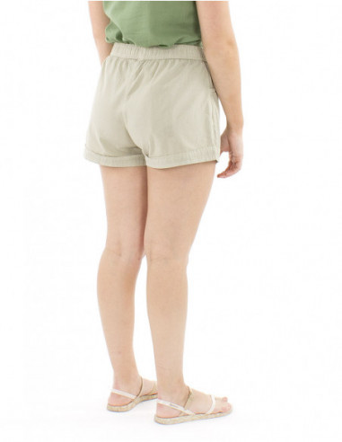 Short en coton court tissu uni