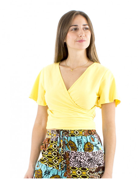 Crop top heart cache in basic cotton