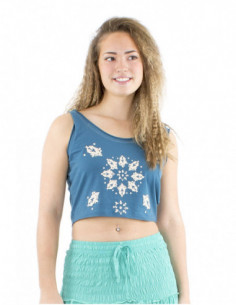 Crop top ample motif bohème et bretelles 2