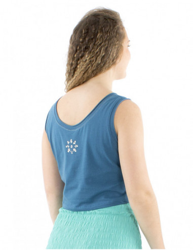 Crop top ample motif bohème et bretelles