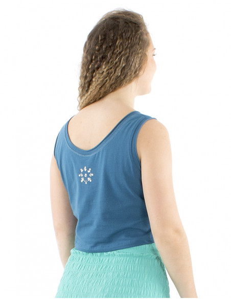 Crop top ample motif bohème et bretelles