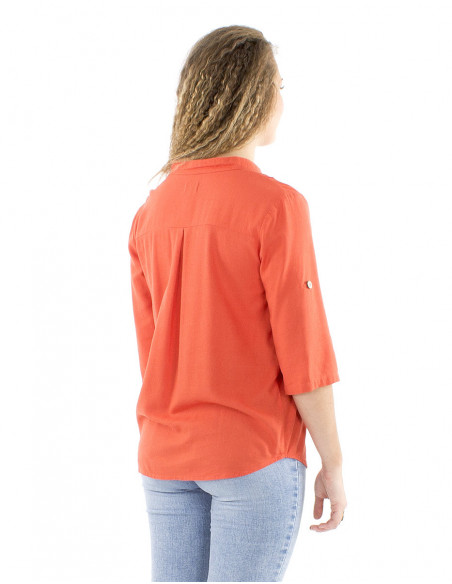 Shirt tunic with rolled up sleeves