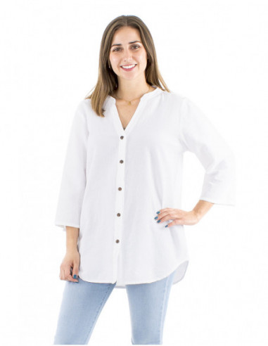 Cotton tunic plain fabric with buttons
