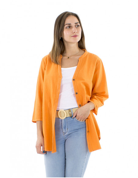 Cotton tunic plain fabric with buttons