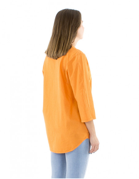 Cotton tunic plain fabric with buttons