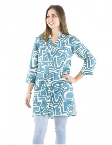 Tunique voile de coton motif afro bohème