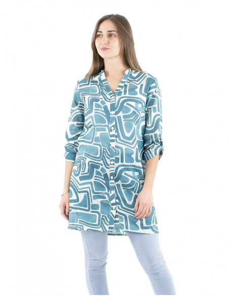 Tunique voile de coton motif afro bohème