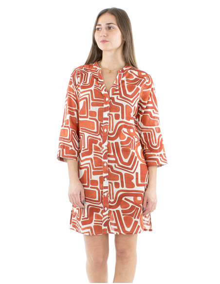 Tunique voile de coton motif afro bohème