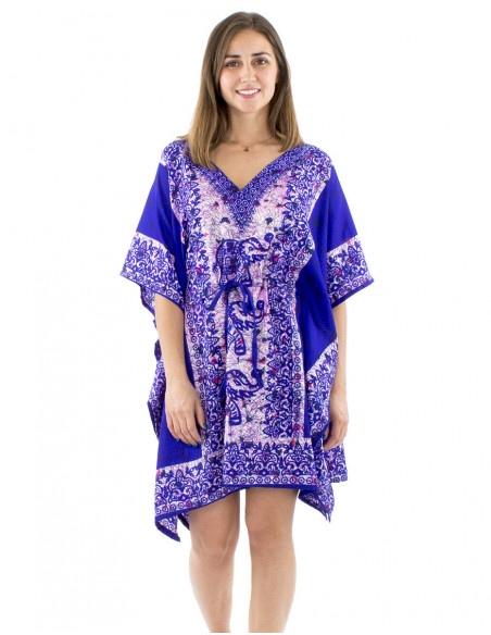 Kaftan tunic elephant pattern and laces