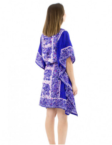 Tunique kaftan motif éléphant et liens