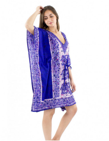 Kaftan tunic elephant pattern and laces