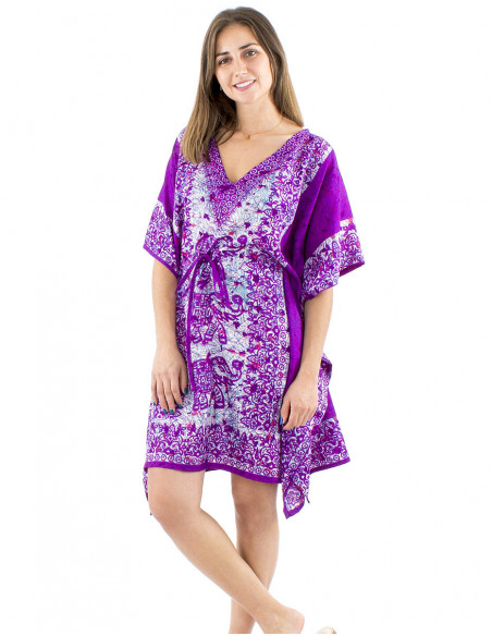 Kaftan tunic elephant pattern and laces