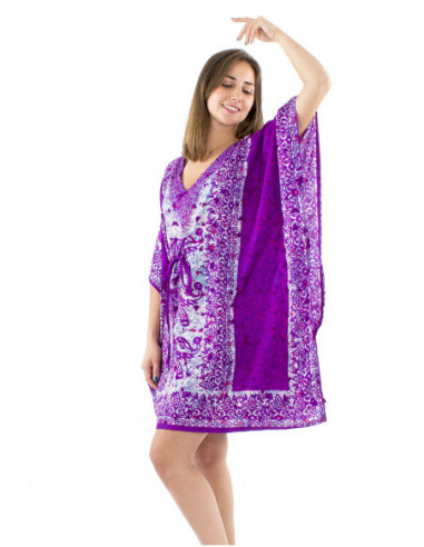 Tunique kaftan motif éléphant et liens
