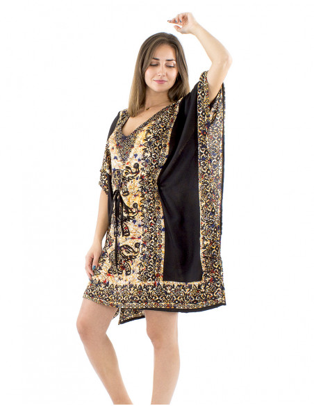 Kaftan tunic elephant pattern and laces