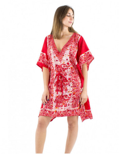 Kaftan tunic elephant pattern and laces