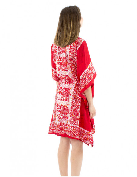 Kaftan tunic elephant pattern and laces