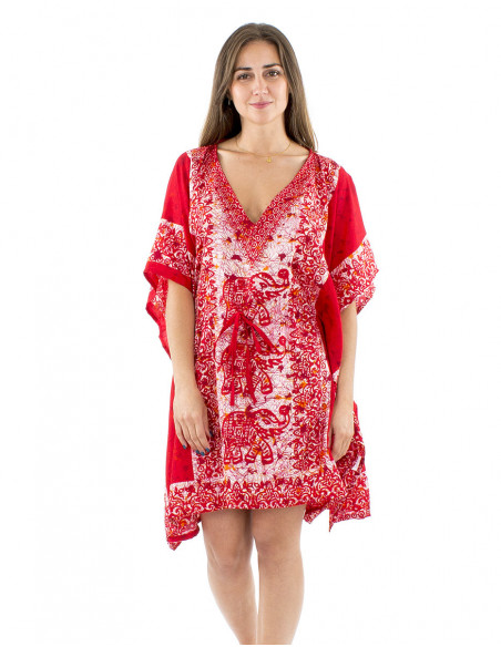 Kaftan tunic elephant pattern and laces