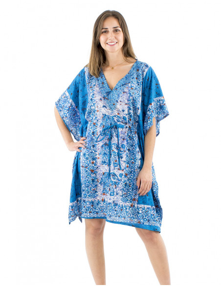 Kaftan tunic elephant pattern and laces