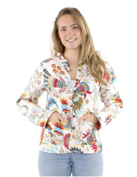 Cotton reversible boho quilted jacket