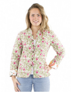 Veste réversible coton motif fleuri boho 2
