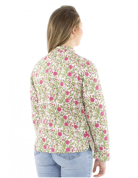 Veste réversible coton motif fleuri boho