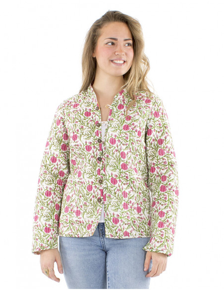 Veste réversible coton motif fleuri boho
