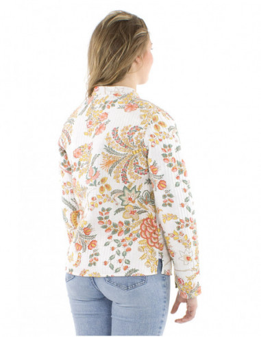 Flowery reversible cotton quilted jacket