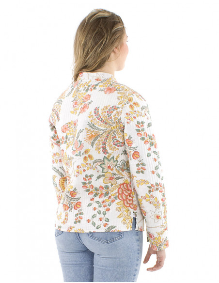 Veste réversible coton motif fleuri boho