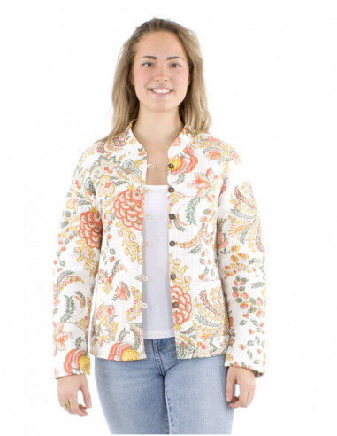 Veste réversible coton motif fleuri boho