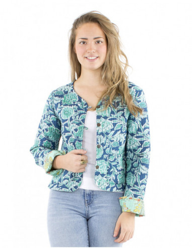 Ethnic reversible cotton short jacket