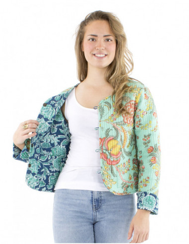 Ethnic reversible cotton short jacket