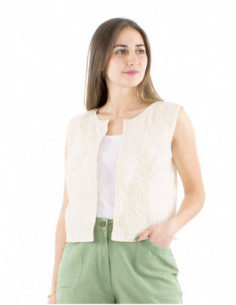 Hand embroidered sleeveless...