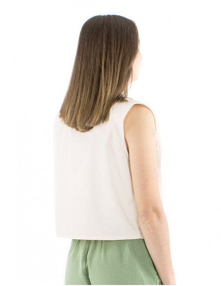 Hand embroidered sleeveless cotton vest