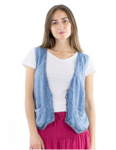 Gilet sans manches boutons et poches