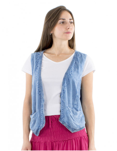 Gilet sans manches boutons et poches
