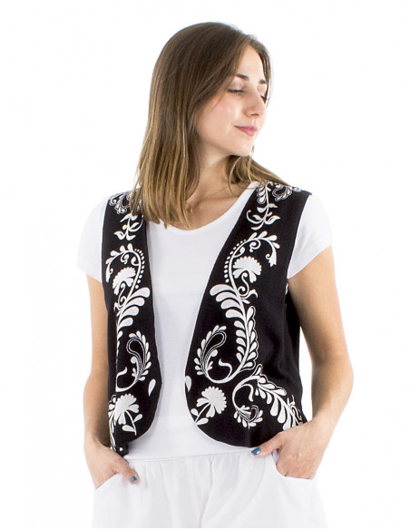 Gilet sans manches style bohème