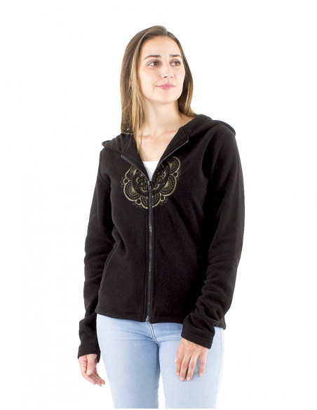 Short mandala fleece jacket