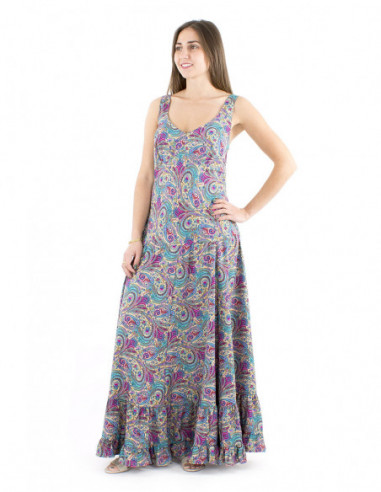 Princess maxi dress boho print, straps